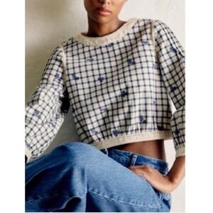 Sezane Blouse Thalyna Shirt Embroidered Floral Romantic Button Lace Top EU38 US8